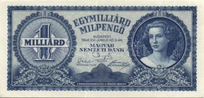 1946. 10.000Milpengő, 100.000Milpengő, 100.000.000Milpengő, 1000.000.000Milpengő, 100.000B.-pengő T:...