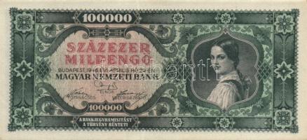 1946. 100.000Milpengő (2x) egymásutáni sorszámmal T:I