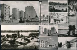 Százhalombatta - 8 db modern városképes lap: Új lakótelep, Dunafüredi Halászcsárda, automobil, Városi Tanács