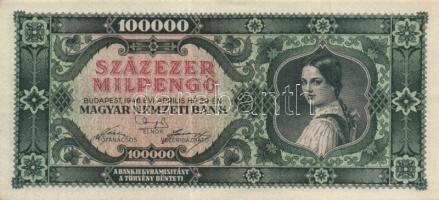 1946. 100.000Milpengő (2x) egymásutáni sorszámmal T:I