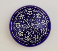 2 db festett parádi üveg bonbonier (az egyik talpas), apró csorbákkal, kopásokkal, m: 22 ill. 4 cm