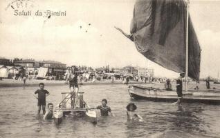 Rimini, Beach, bathing children, pedal boat (EK)