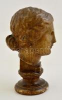 Erdey Dezső (1902-1957): Női fej, festett gipsz szobor, jelzés nélkül, kopásokkal, m: 23,5 cm