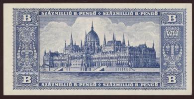 1946. 100.000.000B.-pengő, előlapon kék festéknyom T:I