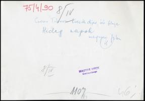1966 Hideg napok, filmfotó, Magyar Hírek, hátulján feliratozva, pecséttel jelzett, 17×24,5 cm