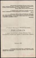 1938 A Budapesti Mészárosok és Hentesek Ipartestülete panaszirata a magyar társadalomhoz a Községi Élelmiszer Üzem közérdekellenes tevékenysége ügyében és megszüntetése érdekében, tűzött, fekete-fehér fényképekkel, 16 p.