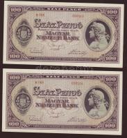 1945. 100P (2x) egymásutáni sorszámmal T:II+ Csak egyszer hajtva!