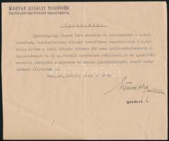 1942 a Magyar Királyi Testőrség Tiszthelyettesi Étkezde Választmánya igazolása Kopasz Imre mészáros részére húsbeszállításról, gondnoki aláírással