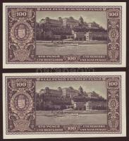 1945. 100P (2x) egymásutáni sorszámmal T:II+ Csak egyszer hajtva!