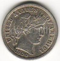 USA 1900S 10c ezüst T:2/3