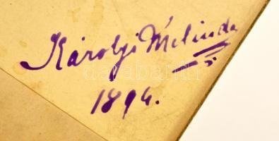 1894 Károlyi Melinda (1872-1955) keményhátú fotója, Bp. Strelisky, Károlyi Gyula (1871-1947) feleség...