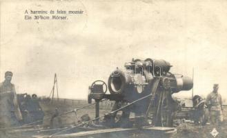 A harminc és feles mozsár / Ein 30.5 cm Mörser / WWI Austro-Hungarian K.u.K. mortar cannon and soldiers