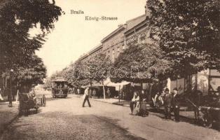 Braila, König-Strasse / street view with tram