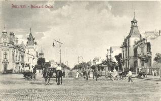 Bucharest, Bucuresti; Bulevard Coltei / street view with tram and horsmen (EK)