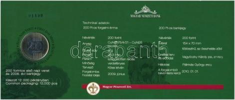2009. 200Ft elsőnapi veret díszcsomagolásban + 2006. 200Ft "FB" "Búcsú a 200Ft-os ban...