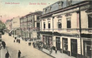 Galati, Strada Domneasca, La Cameli, Libraria Noua / street view with shops of S. Drumea, Negoescu and Manitiu, Hotel Bristol and Continental