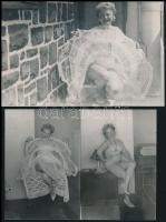 cca 1950 Hölgy gyöngysorral, 7 db erotikus fotó, 9x6,5 és 14x9 cm közti méretben