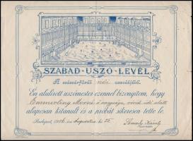 1906 Szabad-uszó-levél, a Császárfürdő női uszodájából, hajtásnál kis szakadások, 23x29,5 cm