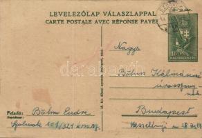 1943 Böhm Endre zsidó 101/321. KMSZ (közérdekű munkaszolgálatos) levele az szolnoki munkatáborból / WWII Letter of a Jewish labor serviceman from the labor camp of Szolnok. Judaica + 18f Ga. (EK)