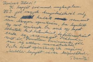 1943 Böhm Endre zsidó 101/321. KMSZ (közérdekű munkaszolgálatos) levele az szolnoki munkatáborból / ...