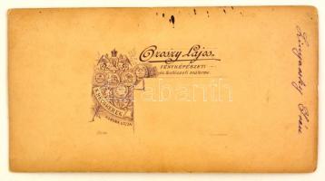 1880-1890 Linyacsky Irén színésznő (?) aláírt portréja, Nagybecskerek, Oroszy Lajos, 20x11 cm