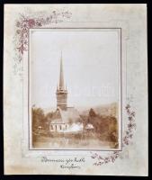 cca 1880 A berencei görögkatolikus templom, nagyméretű fotó, kartonra ragasztva, 20,5×15 cm