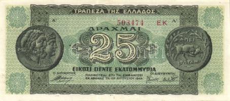 Görögország/német-olasz megszállás 1944. 25.000.000Dr T:I
