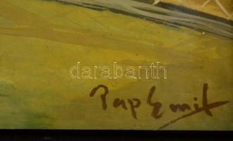 Pap jelzéssel: Tyúkudvar. Tempera, papír, üvegezett keretben, 27×37 cm