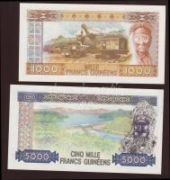 Guinea 1985. 25Fr, 50Fr, 100Fr, 500Fr, 1000Fr, 5000Fr teljes sor! T:I