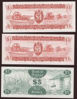 Guyana 1966-92. 1$ (2x) klf aláírásokkal + 5$ (1x) T:I