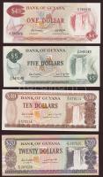 Guyana 1966-92. 1$, 5$, 10$, 20$ teljes sor! T:I