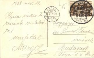 1938 Kassa, Kosice; bevonulás, ünneplés, lovaskocsi, országzászló. Singer Ernő felvétele / entry of ...