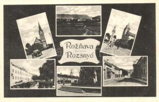 Rozsnyó, Roznava; templomok, automobil, Rosenbluth üzlete / churches, automobile, shop