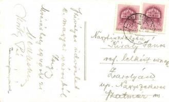 1940 Marosvásárhely, Targu Mures; Városháza, Kultúr palota, magyar címer "Marosvásárhely vissza...