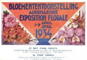 1934 Bloemententoonstelling / Exposition Florale Audenaerde / Oudenaarde, Beglian Flower exhibition advertisement card (EK)
