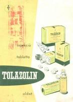 Tolazolin gyógyszer reklámlap. Egyesült Gyógyszer- és Tápszergyár / Hungarian medicine advertisement card (fa)