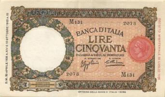 Olaszország 1933-40. 50L Sign.Azzolini-Cima T:I