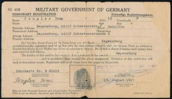 Németország szövetséges megszállás azonosító lap ujjlenyomattal