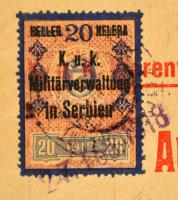 Osztrák-magyar katonai közigazgatás Szerbiában kiviteli engedély okmánybélyeggel