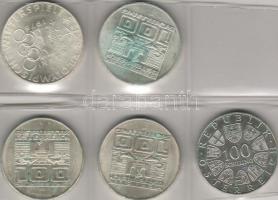 Ausztria 100 SCH ezüst 5 különféle modern T: kiváló