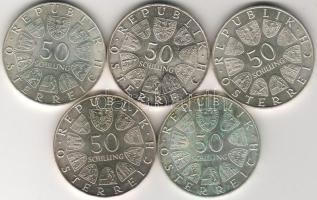 Ausztria 50 SCH ezüst 5 különféle modern T: kiváló