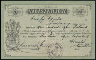 1893 Munkács, Vadászati jegy / hunter ticket