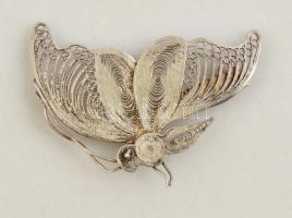 Ezüst(Ag) filigrán pillangós bross, jelzett, tű nem működik rendesen, 4,5x2,5 cm, nettó: 4 g