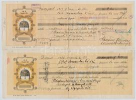 1939. 6db-os vegyes váltó tétel, közte lyukasztással érvénytelenített darabok is, bélyegzésekkel és ...