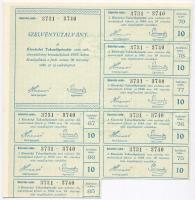 Kisvárda 1927. "A Kisvárdai Takarékpénztár" részvénye egyenként 10P-ről szelvényekkel és s...