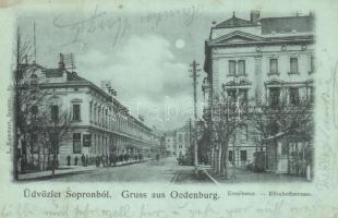 Sopron, Oedenburg; Erzsébet út, este, vendéglő (szakadás / tear)