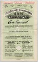 Budapest 1919. Pesti Magyar Kereskedelmi Bank 4 1/2% záloglevél 1000K-ról, szelvényekkel, szárazpecséttel T:II,II-