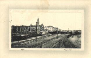 Győr, pályaudvar, vasútállomás. Hermann Izidor kiadása
