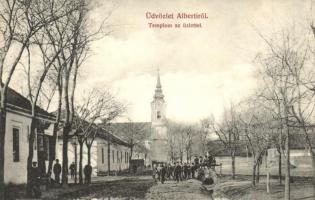 Alberti (Albertirsa), utca, templom, üzlet. Singer Sándor kiadása