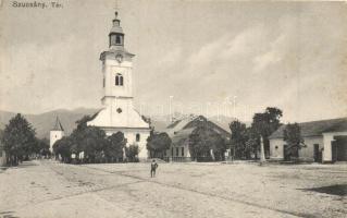 Szucsány, Sjucsány, Sucany; tér, templom, gyógyszertár. Sochán P. 53. 1908 / square, church, pharmacy